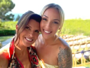 Kimberlin Brown Instagram - Amazing time @megancukr wedding with my daughter and all of our friends from @americanair #lovethem #beautifulgirls #sheila #sheilacarter #kimberlinbrown #alexespelzer #momanddaughter