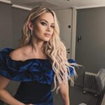 Kimberly Wyatt Instagram - Embracing the glam in blue, bidding adieu to the Christmas hues, and eagerly stepping into a sparkling New Year ✨💙 #NewYearGlam #BlueDressVibes
