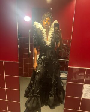 Kirby Instagram - …And the end of even the most surreal night, there will always be, the bathroom selfie 🖤🪦☠️

A HUGE thank you to my team, I have never felt more like Death. @official_maria_asadi created this beautiful, gentle, glossy eye look, @kieronlavine gave me a stunning ethereal woven updo, @waymanandmicah gave me the gift of this epic piece by @viktorandrolf (2 of my FAV designers) and the whole look was finished off with a pair of @jimmychoo heels. 
Thank you to @neilhimself for allowing me to continue his vision and Allan Heinberg for his guidance. Thank you to @netflix/ @netflixuk for the platform we have to share #TheSandman with the world, to my team @shelterpr, @creativeartistsagency, @mosaic and to all the people who co-ordinated/booked flights/answered emails/arranged cars and literally made this whole night possible 🖤
Ps We missed @masonalexanderpark wildly 🥹