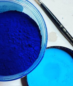 Kirsten Ramsay Instagram - I am constantly blown away by the beauty of colour, it’s one of the reasons I fell in love with ceramics.

This week on my workbench whilst trying to find the right blue for colour matching I found myself looking into this jar of Phthalocyanine (Mona) Blue.

Copper Phthalocyanine has been used since the 1930’s and it’s a synthetic organic pigment.

This is just one of the many pigments that I work with on a daily basis retouching and colour matching a wide variety of ceramic objects.

#ceramics #conservatorsofinstagram #repair 
#conservation #conservators #colour 
#colours #pigment #art #ceramic #ceramicart 
#series7 
#kirstenramsay 
@winsorandnewton