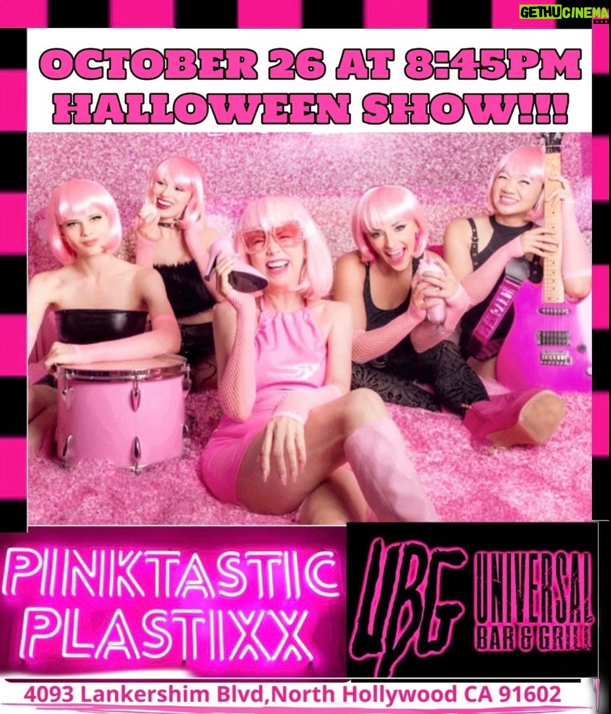 Kitten Kay Sera Instagram - If you missed @pinktasticplastixx over the weekend .. never fear we will be at UNIVERSAL BAR & GRILL FOR A VERY special HALLOWEEN π SHOW !! We go on at 8:45 pm .. yβall make sure you come please π what do you think our Halloween costumes should be ??? π of course we are taking requests.. PINKTASTIC PLASTIXX ARE @alexa.drums @rockyrosemusic @aurora.celena.bass @celindachang @kittenkaysera π· @sofinchphotography At @thepinkpalace_ π exxcited to share the stage with @xtineandtherecklesshearts @ominousduckofficial @tempermentaltheband