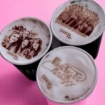 Kitten Kay Sera Instagram - 💗 luv a lot my latte with the band logo on it @pinktasticplastixx !! 💗☕️ hair & makeup by @sotellrob_mua 📷 by @celindachang