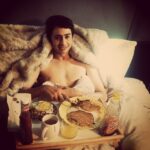 Krista Allen Instagram – The honorable King Jake. #bananachocolatechippancakes #greentea and other various things.