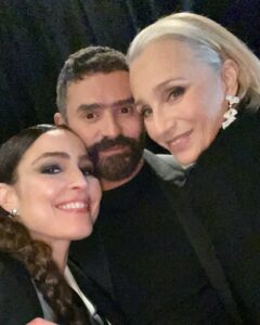 Kristin Scott Thomas Instagram - New friends old friends  @amiparis #ami #londonfashionawards @noomirapace @alexandremattiussi9 @buccellatimilan