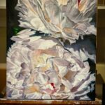 Kristin Bauer Instagram - I’ve been tinkering aaaaall day. Tiny adjustments and seemingly endless “final” touches. It’s like 99.723 done! #oilpainting #flower