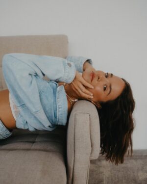 Kristína Svarinská Instagram - Caption:

Grounded in her real world.

📸 @katarinaslesar 
👗 @who.is.laska 
💅🏻 @makeupbykatka 

#photoshoot #havingfun #denimonskin #messyhair #takemeanywhere #catchmeifucan #playinbymyownrules