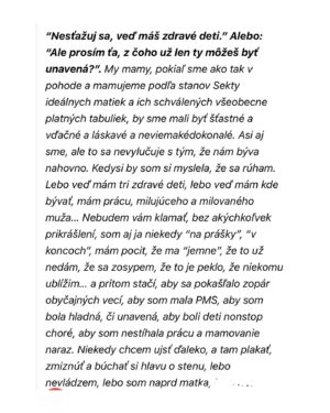 Kristína Tormová Instagram - kúsok z nového textu pre @najmama.sk ktorý sa mi písal strašne zle (až tak, že som si čil pridala Lunetic, aby ma nepiclo). celý nájdete na najmame….nemám viac čo dodať. smutno mi a vďačne zároveň.