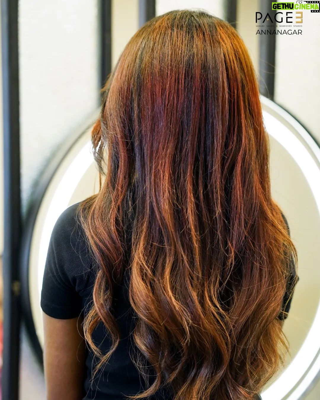 Kriti vamshini Instagram - Balayage ❤ balayage is a freehand highlighting technique that creates a natural, gradient effect. Unlike traditional highlights with harsh lines, balayage seamlessly blends lighter tones into your hair, mimicking the way hair lightens naturally in the sun. Book your appointment today and step out feeling confident and ready to take on the world! Location: Annanagar. For appointments: 91-72008 09809 Or DM: @page3annanagar #balayage#balayagehair #hairstyle #haircolor #hairgoals #hairtransformation #page3salon