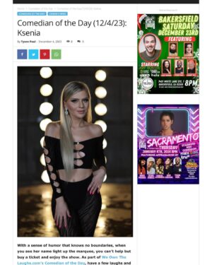 Ksenia Valenti Instagram - Share some laughs and get to know @weownthelaughs Comedian of the Day @iamksenia right now at www.weownthelaughs.com (link in bio) 
————————-
🎤Follow @weownthelaughs for all things Comedy Entertainment
➖➖➖➖➖➖➖➖➖➖➖➖➖➖
#wotl #weownthelaughs #comedianoftheday #jokes #comedy #2023 #standupcomedy #jokeoff #bestofthebest #laughatlife #laughs #funny #hilarious #comedians #punchline #comics #standup #improv #weownthelaughsdotcom #comic #comics #comedylovers #ksenia