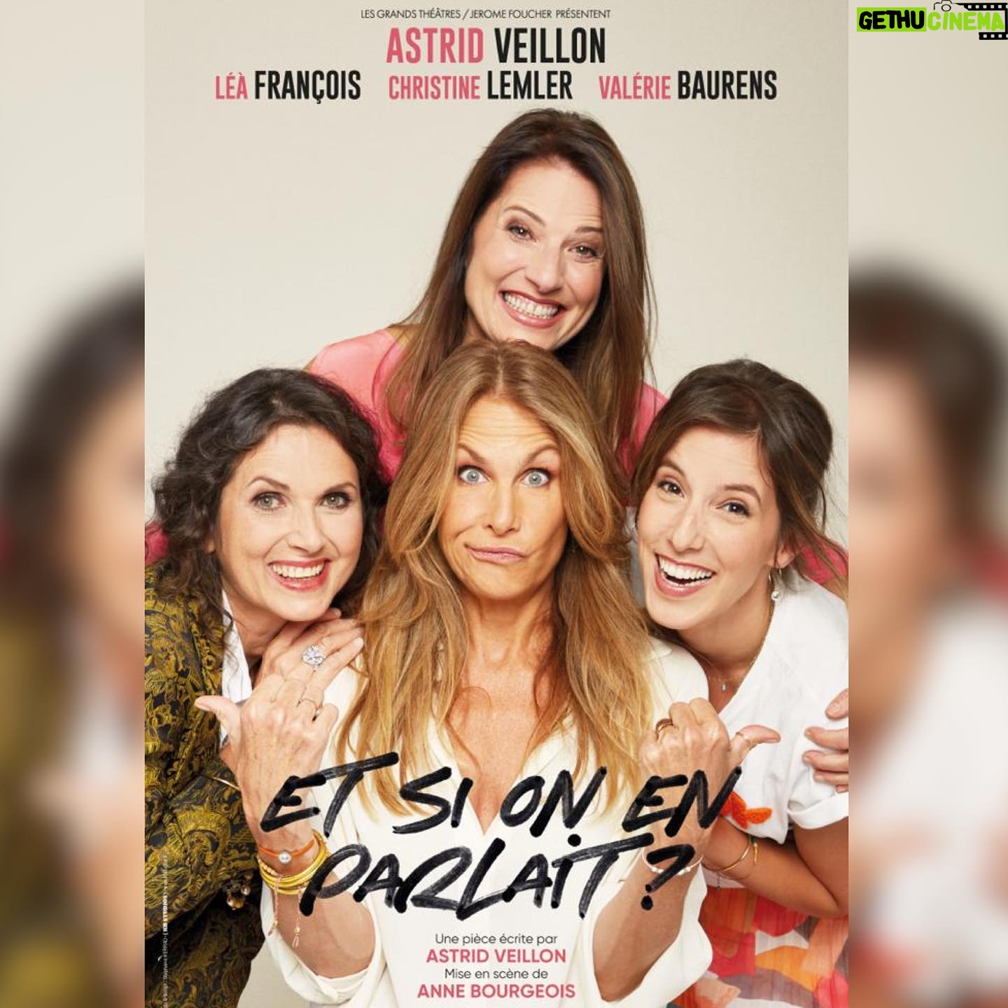 Léa François Instagram - Joie de vous dévoiler l’affiche de notre nouveau spectacle « Et si on en parlait? » écrit et interprété par ma chère Astrid Veillon avec @valeriebaurens_officiel , @lemlerchristine et ma pomme. Le tout, mis en scène par la talentueuse @anne_bourgeois_ et produit par @les_grands_theatres ! @foucher_jerome ce sera déjà notre 3ème spectacle ensemble! 🔥 Hate hâte hâte que vous découvriez cette comédie qui sera sur les routes pour la saison 2024/2025! Ça paraît loin mais c’est bientôt et entre temps on se retrouve avec la pièce « Les Guêpes » dès le mois de janvier! 😜 Merci @kbstudiosparis pour cette trop chouette affiche et notre 2ème collab!