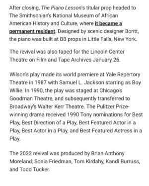 LaTanya Richardson Jackson Instagram - Wonderful news to share on the success of our 2022-23 Broadway revival of August Wilson’s The Piano Lesson! 👏🏾👏🏾👏🏾 I am so proud of the entire team behind our production, and it was an honor for me to direct for the stage! ❤️🎹🥰 Swipe to read the news via @playbill and link to full article in my Story. 

Photo by @emiliomadrid.