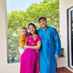 Lahari Arundhati Vishnuvazhala Instagram - Our Ugadi celebration 😍🥰😇 @lishan.official 1st ugadi celebration @dhiren_manikant