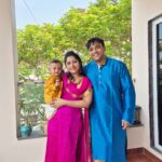 Lahari Arundhati Vishnuvazhala Instagram - Our Ugadi celebration 😍🥰😇 @lishan.official 1st ugadi celebration @dhiren_manikant