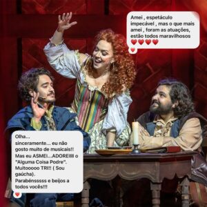 Laila Garin Instagram - TEM QUE VER! E não e a gente que tá falando não, viu, são vocês! Alguma Coisa Podre continua em cartaz no Rio só até 5 de maio e você não pode perder!
 
🚨 Curtíssima temporada!

🎟️ Ingressos a partir de 25 reais!

🎫 Promoção: 50% de desconto nas sessões de quinta e sexta com o cupom PODRE50

#musicalpodre #shakespeare #somethingrotten #broadway #algumacoisapodre #teatromusical  #teatroRJ #showtime #cultura
