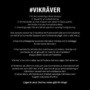 Laila Bagge Instagram - Till regeringen! Fördöm allt våld mot civila och varje överträdelse av internationell rätt, OAVSETT vem som utför den. Det räcker nu. #vikräver Swipe för att se alla som skrivit under! Sprid gärna vidare ❤️🕊️