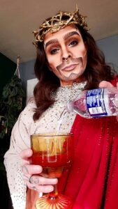 Landon Cider Instagram - It’s Good Friday so he’s a few days early but he just loves those Chocolate rabbits! 🤷‍♂️✝️ . . #dragking #dragqueen #makeup #jesus #easter #goodfriday #dragshow