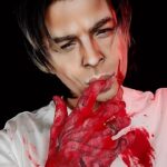 Landon Cider Instagram - We interrupt my leprechaun content for a #throwbackthursday of my Billy Loomis cosplay to celebrate Scream 6 coming out tomorrow 🔪 Thank you @skeetulrich for the inspo! . . . #scream #billyloomis #cosplay #makeup #dragking #dragqueen #queer #horror #macabre #darkart #tbt