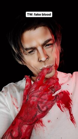 Landon Cider Instagram - We interrupt my leprechaun content for a  #throwbackthursday of my Billy Loomis cosplay to celebrate Scream 6 coming out tomorrow 🔪
Thank you @skeetulrich for the inspo!
.
.
.
#scream #billyloomis #cosplay #makeup #dragking #dragqueen #queer #horror #macabre #darkart #tbt