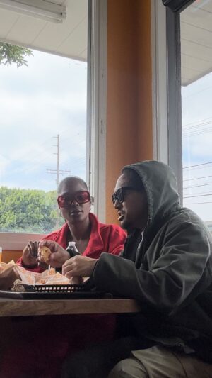 Lanisha Cole Instagram - We really do have the best time together 🥹❤️ Join me for a 6am laundry session, pick up some artwork for Onyx, and a stop at @pioneerchicken.la 🤌🏾🔥🍗 
.
.
#dayinthelife 
#coleandkuba
#elmerguevara 
#pioneerchicken