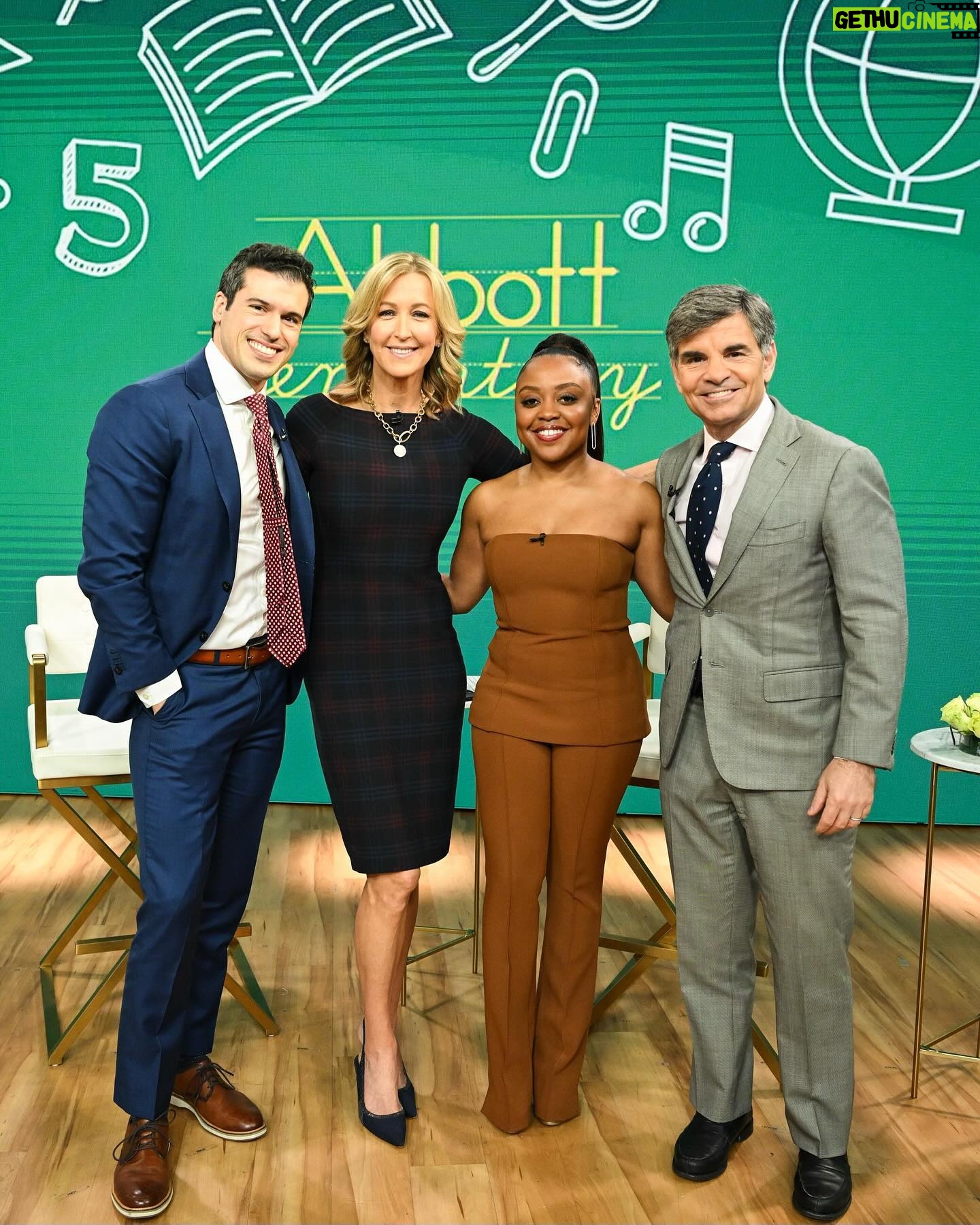 Lara Spencer Instagram - Class is in session🍎 Such fun w Quinta Brunson this morning. @quintab #abbottelemetary new season coming!!! Love this show.
