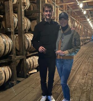 Lara Spencer Instagram - 10 shots (pun intended) of our Mother Son tour of Jack Daniel's Distillery.  A fabulous history lesson and look at how this iconic American brand takes such pride in their product.  Did you know every drop of Jack around the world is made right here in Lynchburg, TN?  Handcrafted right down to the labels-- applied by HAND (see the video attached--I kept thinking of Lucy and the chocolates!). What a highlight to do a tasting with the Master Distiller and true rockstar Chris Fletcher and go up to the top floor of a very special barrel house, watch him DRILL into a barrel of 4 year old Tennessee Whiskey, and  allow us to fill a bottle and taste.  Learned so much.  Laughed so much.  Hopefully our boys will smile and remember our day every time they see a bottle of Jack.  #oldnumber7 .