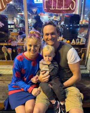 Laura Slade Wiggins Instagram - On photo 2 you can see there were definitely ears on #porkchop. I am the luckiest girl alive and have the best family to celebrate the holidays with. Clemmie shares my love for Peanut butter cups, so that might be a problem one day. #happyhalloween🎃 #halloween2022 #dougfunnie #pattymayonnaise #familycostumes