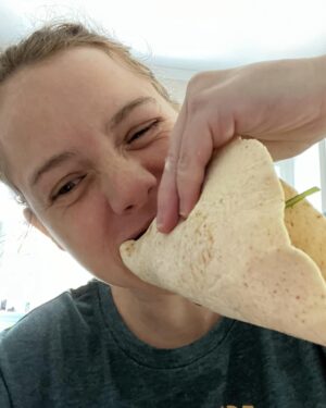 Laura Slade Wiggins Instagram - My new favorite meal prep is to buy a few salad mixes that I like, pick a protein and add it to a protein tortilla. Super delicious, nutritious, and busy mama friendly!