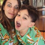 Laura Bailey Instagram - Only dorks wear matching pjs. ❤️🐯❤️