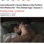 Laura Benanti Instagram - The strike is over!!! Thank you @officialfrandrescher and the @sagaftra negotiating committee for fighting so hard for us (despite tremendous pressure being placed on them) ✨ I am thrilled that I can share photos from my arc on @gildedagehbo (thrilled to be called a “hot widow” by @deciderdotcom! ✨ And @nohardfeelingsmovie is streaming on @netflixfilm!