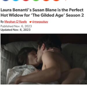 Laura Benanti Instagram - The strike is over!!! Thank you @officialfrandrescher and the @sagaftra negotiating committee for fighting so hard for us (despite tremendous pressure being placed on them) 
✨
I am thrilled that I can share photos from my arc on @gildedagehbo (thrilled to be called a “hot widow” by @deciderdotcom! 
✨
And @nohardfeelingsmovie is streaming on @netflixfilm!