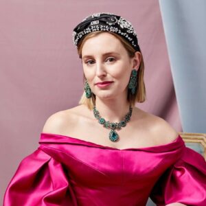 Laura Carmichael Instagram - Thank you @townandcountry for having us to chat all things @thespanishprincessstarz 
Watch episode 4 tonight 8pm on @starz & available on @starzplayuk 
Photography: @aekholloway 
Styling: @mk_boylan 
Make up: @tina_turnbow 
Hair: @nathanrosenkranz 
Wearing: @zacposen @prada headband @stephenrusselljewelry