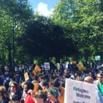 Laura Carmichael Instagram – The sun is shining on the march in London today  #refugeeswelcomehere