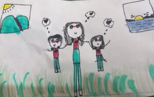 Laura Gómez Instagram - So much pressure on women to have children, or else “you gonna stay alone forevaaa😣”… listen, y’all… this is a drawing my niece did of me, her and my nephew this morning… Way I see it, I’m a tall, skinny bitch and that’s the beach and mountains in the corner ‘cause I always tell them for Titi, God is Nature… oh, and those are ❤️ inside the bubbles… alone my ass… Love ‘em AND I get to return them!!! Come on!!! 👩🏾‍🎤 • “Laura, si no tienes hijos, te quedarás solaaaa 👻 y jamás sabrás lo que es amor y blablabla”… pos yo en este dibujito que hizo mi sobrina esta mañana veo puro amor (y además estoy fit con cojones 😂) y me derrito con esos corazoncitos y el sol, la playa y montañas en las esquinas, porque siempre les digo que para Titi la naturaleza es Dios… Na’ tengan hijo’ ustedes… miren lo bien que me va de tía y al final del día los devuelvo 🫶🏽