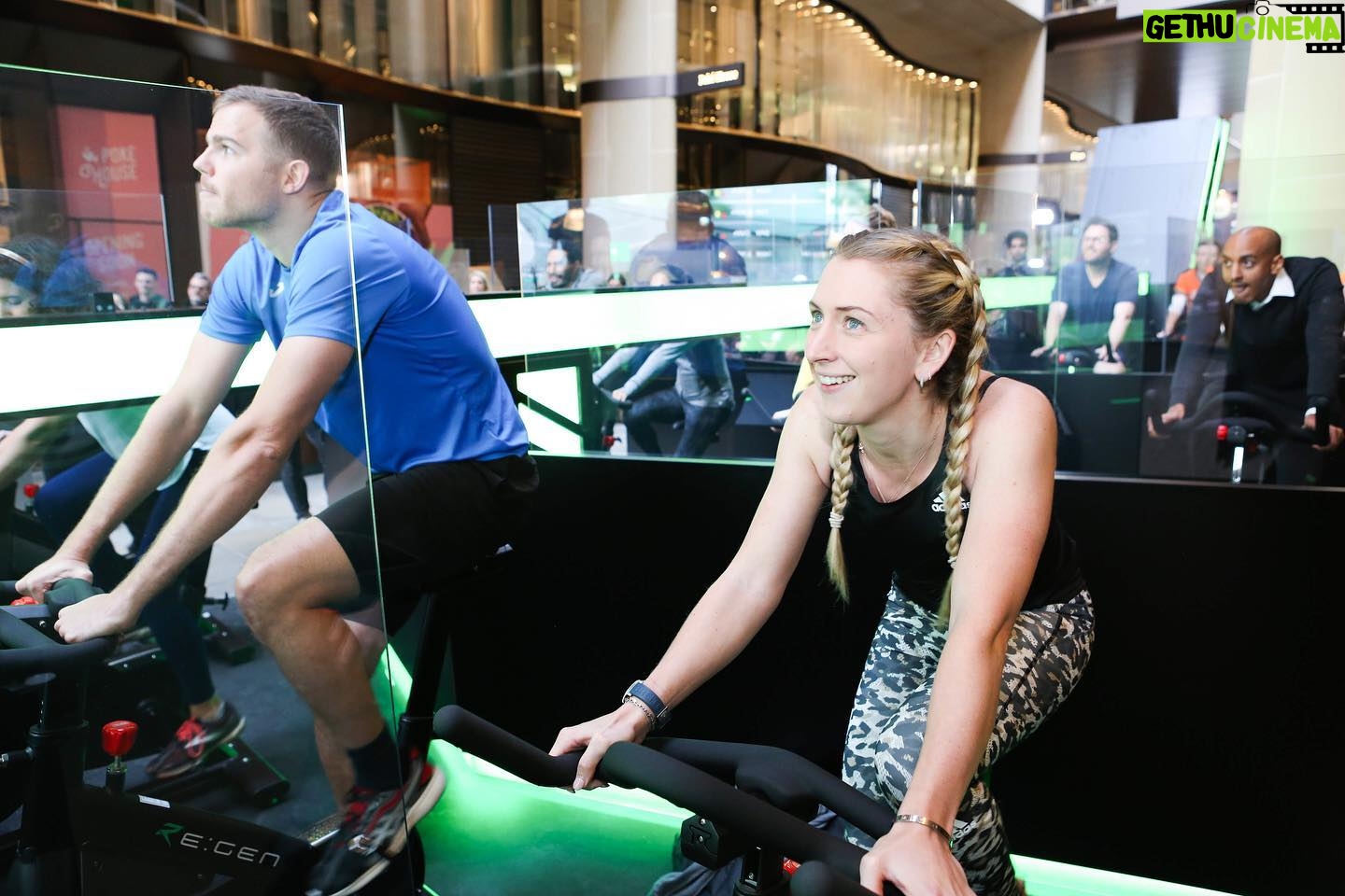 Laura Kenny Instagram - Thank you @bloomberg for a wonderful morning kicking off the PWR ride. We’ve not done much training since the Olympics (especially since our lockdown home gym has turned back into a garage!) but what better way to shake off the cobwebs than to get on the @energym.io bikes and create transportable, renewable energy from our efforts..?! Our aim was to power 3 after school children’s clubs from the energy we banked today - how amazing! 🤯🤩 #RideForYourCity #ad