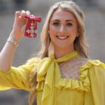 Laura Kenny Instagram - What a truly wonderful day. When you step onto the track you know you are there to try and win a medal, but you don’t ever think about huge honours like this that those medals can get you. So when you are recognised it’s incredible and extremely humbling. To be able to once again do it together makes it all the more special 💛 Photo: @kirstyoconnorphoto Dress: @jennypackham Hair: @wildflowerhaircompany Make Up: @hannahmartinmakeup