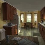 Laura Price Instagram - set design for my personal vis dev project! I wanted to prove to myself that I could design for ANY story, so I chose: #Twilight. I re-read the books for the first time since middle school, took a TON of notes, and watched the movies. Here is Charlie’s kitchen! Designed the house mostly based on the books, but I loved the idea of a breakfast nook in the movie set so added one to mine. also can confirm the Twilight soundtracks still slap