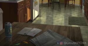 Laura Price Instagram - set design for my personal vis dev project! I wanted to prove to myself that I could design for ANY story, so I chose: #Twilight. I re-read the books for the first time since middle school, took a TON of notes, and watched the movies. Here is Charlie’s kitchen! Designed the house mostly based on the books, but I loved the idea of a breakfast nook in the movie set so added one to mine. also can confirm the Twilight soundtracks still slap