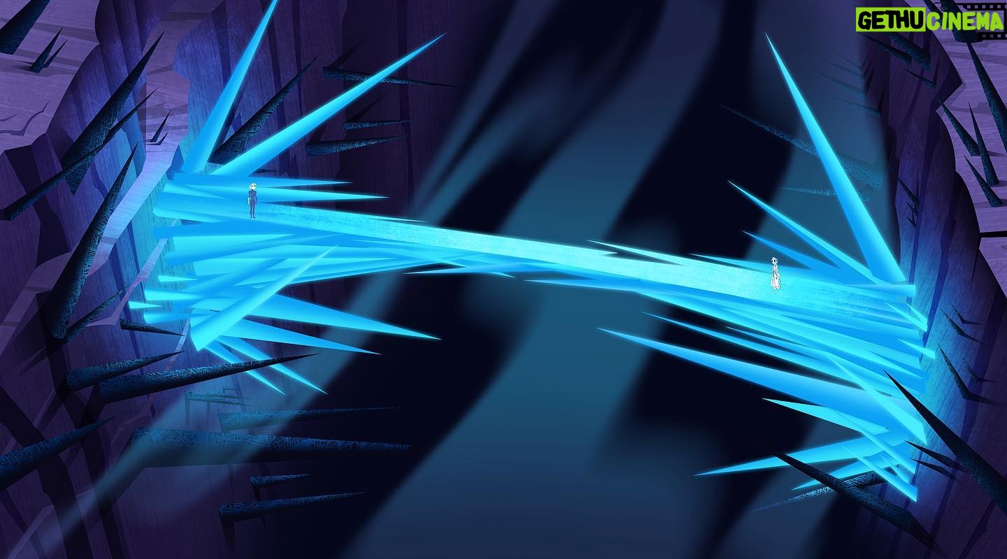 Laura Price Instagram - a background I painted for the #tangledtheseries season 3 premiere! the duet Raps and Cass sing during this part is hot fire and reminiscent of defying gravity so if you haven’t heard it yet, it’s called ‘crossing the line’ and you should google it #rapunzelstangledadventure