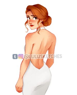 Laura Price Instagram - Ginny Weasley in her wedding dress, looking at Harry 😉⚡️ This is a redraw of a really old drawing I made (⬅️ swipe to see)! The ENTIRE speedpaint is on my youtube channel, link in my profile ✨