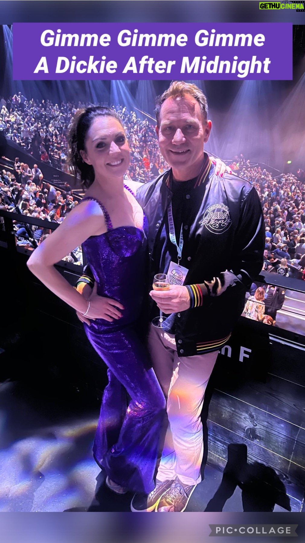 Laura Tobin Instagram - Gimme! Gimme! Gimme! (A Dickie After Midnight) 🤩Thank you @tvsrichardarnold for an amazing evening @abbavoyage for their 2 year anniversary it blew my mind 🤯 Great music, great food & drink & great company. 🎶 What’s your favorite @abba song? Jumpsuit @nadinemerabi