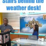 Laura Tobin Instagram - 😱Wow! @andipeters didn’t know there were stairs behind the weather desk @gmb 🤣😜