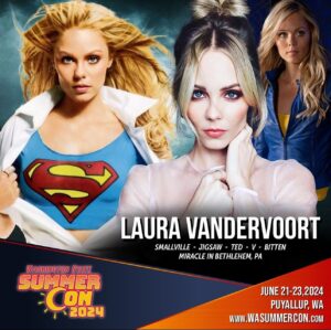 Laura Vandervoort Instagram - I’ll be at @wasummercon with the cast of #Smallville from
~~ JUNE 22-23rd ~~ come say hello!! 

We also have a ‘Women of Smallville’ photo opp! Looking forward to seeing you there 😊 Tickets available now !