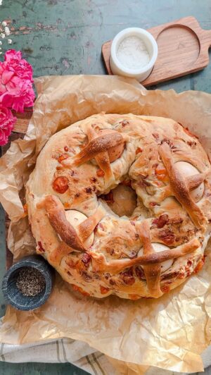 Laura Vitale Instagram - Comment CASATIELLO (no other characters next to it) and I’ll send you the recipe directly if you’d like or it’s just on my website for you to grab anytime! You know, in a Napoletano household you can’t even contemplate Easter without this classic. It’s a MUST on our antipasto platter (with ricotta salata, fava beans, salami and hard boiled eggs) and this recipe is exactly like how my mamma and nonna have been making for over 50 years!! It’s a treasured family favorite we only eat once a year and we all just love it!! Do you have any family recipes like this that you only eat at Easter? Sound off babes!
