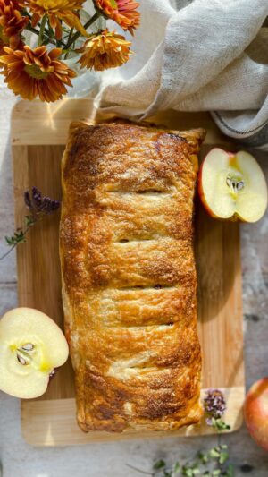 Laura Vitale Instagram - This Apple strudel (turnover, flaky buttery goodness, whatever you want to call it) is nothing short of glorious. It’s got ease, it’s got texture, it’s got gooeyness, it’s simply spectacular. Perfect for a cozy weekend with a cup of something warm, in the middle of the afternoon and I swear you’ll feel like you’re in another world😍 recipe in stories and on my site of course !