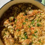 Laura Vitale Instagram – Buongiorno and happy Monday! Something about a new week does excite me but I also know it’s not a time for elaborate meals with multiple courses. It’s a busy season of life for most of us and I don’t know about you but I come to really rely on yummy one pan dishes that deliver in both flavor and ease. This one pot creamy chicken and rice is such a fav, my sister often makes it for herself for meal prep and she says it reheats really well (if you’re curious in that sort of thing) it’s just so yum, you can lighten it by using all stock and chicken breast but trust me, you’ll be missing that creaminess and richness (but I like to give you options) serve by itself or with some roasted or steamed veg for a really low effort but high impact dinner with the fam!