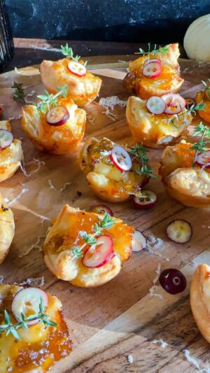 Laura Vitale Instagram - Barely a recipe but one to keep in your back pocket for sure! You can assemble these hours in advance and keep them in the fridge and bake last minute for a real fuss free little starter that everyone is going to loveeee!! 😘 #lvturkeyday2023 

#food #foodporn #foodie #instafood #foodphotography #foodstagram #yummy #foodblogger #foodlover #instagood #love #delicious  #homemade #dinner #foodgasm #tasty #photooftheday #foodies  #cooking  #picoftheday #foodpics #instagram #fall #fallfood #thanksgiving #thanksgivingfood #recipe #recipes #easyrecipes