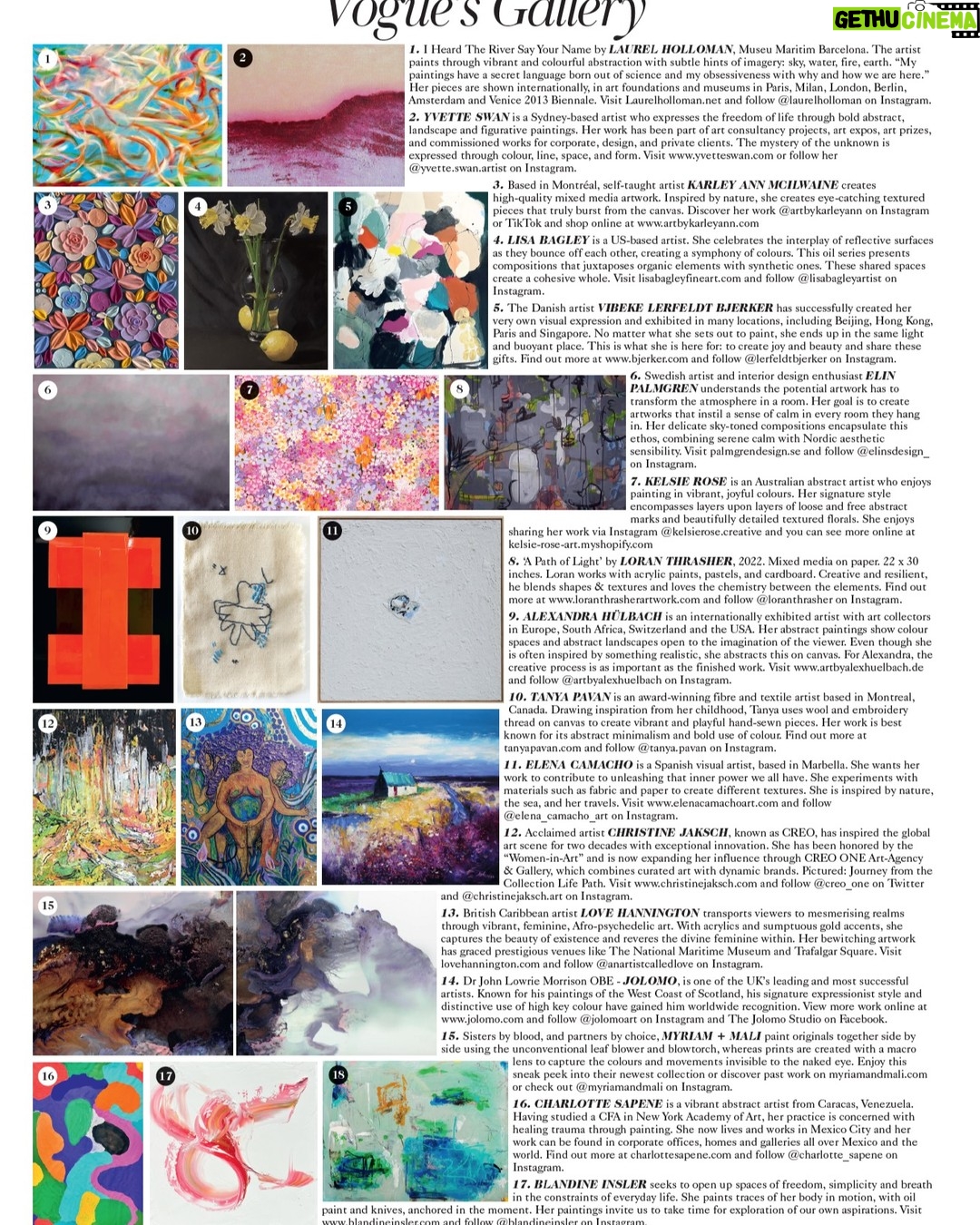 Laurel Holloman Instagram - please check out #1 in UK Vogue's Gallery from the exhibition @museumaritim @fiabarcelona in Barcelona. thank you @claudinegilgallery. This painting has been collected but check out @artsy for the other paintings in the collection.