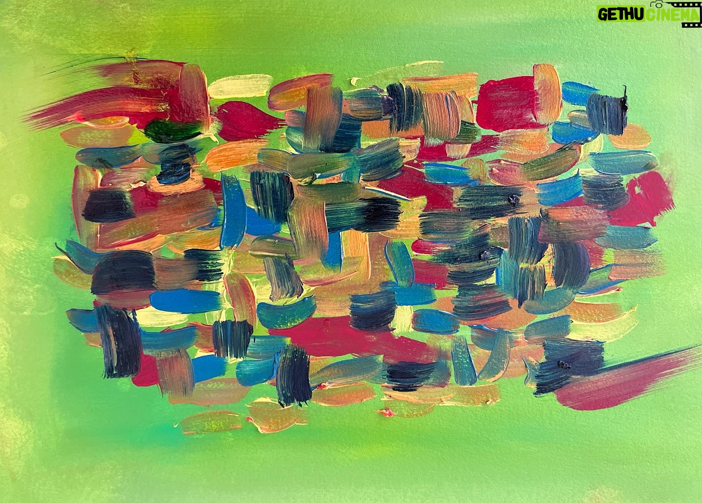 Laurel Holloman Instagram - Green,Blue and Orange study for mural 9 by 12 inch oil and pastel on paper @fiabarcelona @museumaritim @claudinegilgallery @artsy