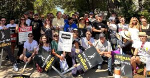 Lauren Tom Instagram - Amazing day on the picket line with my #spn family in support of the #sag and #wgastrike Many thanks to our creator, @erickripke1 , for organizing, gathering, and throwing a party for us afterward! Thanks also to #jensonackles for the burgers and pie!! 😂 #strongertogether #solidarity