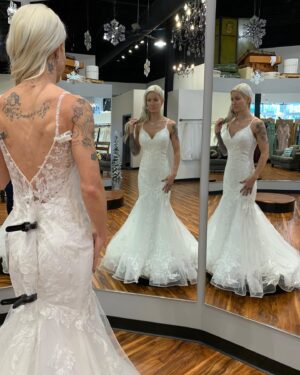 Lauren Williams Instagram - 8 days left until our wedding…… this was my #2 pick….. this dress had me trippin out so bad lol
I knew the dress I ended up choosing was THE ONE, but this dress pulled on about 49% of my heartstrings 😅

Honestly I probably could have bought 5 wedding dresses that I tried on but….. I can’t wait for everyone to see the one I did end up choosing for our special day 🥰